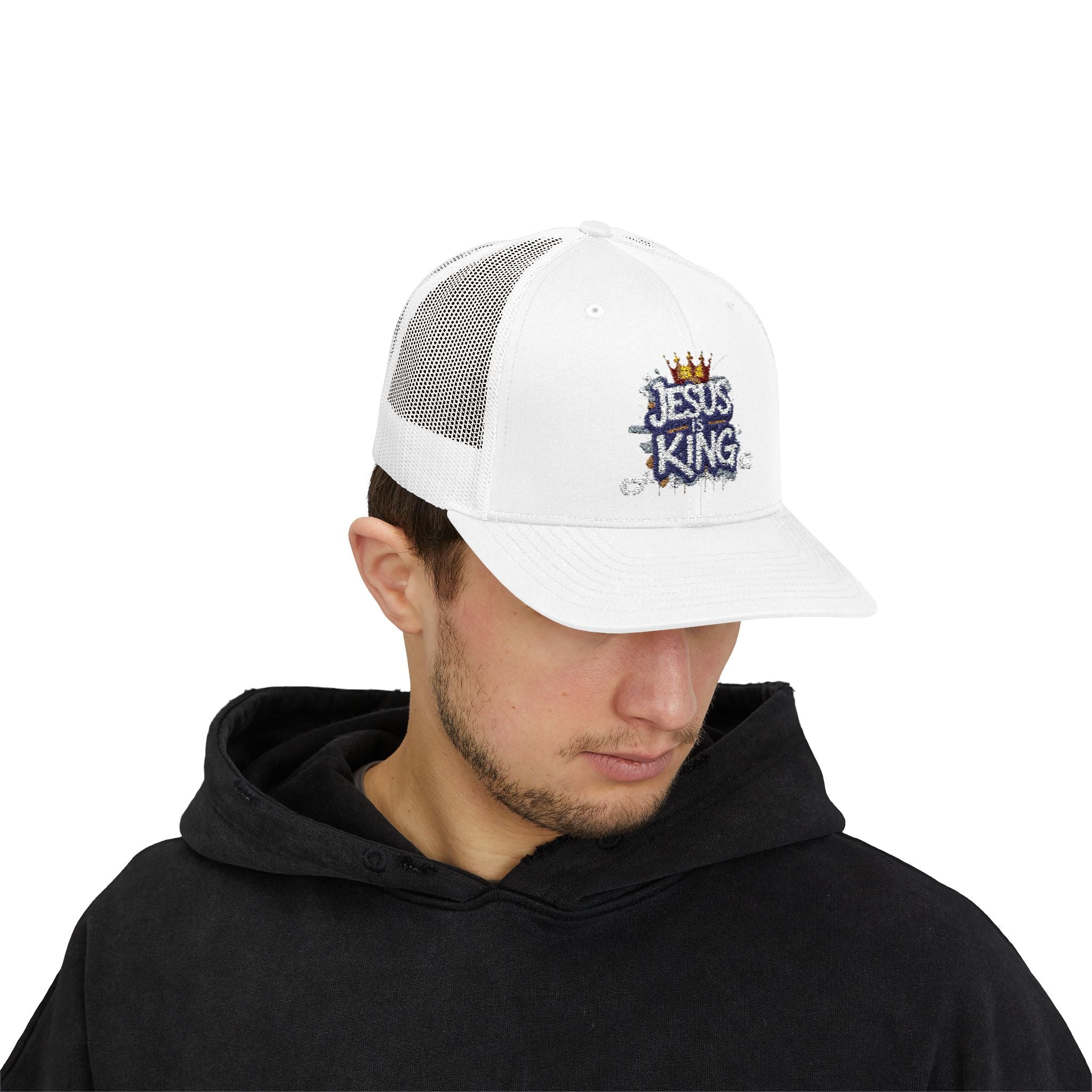 Jesus is King Snapback Trucker Cap, Faith Hat, Religious Gift, Christian Fashion, Summer Accessory, Inspirational Wear