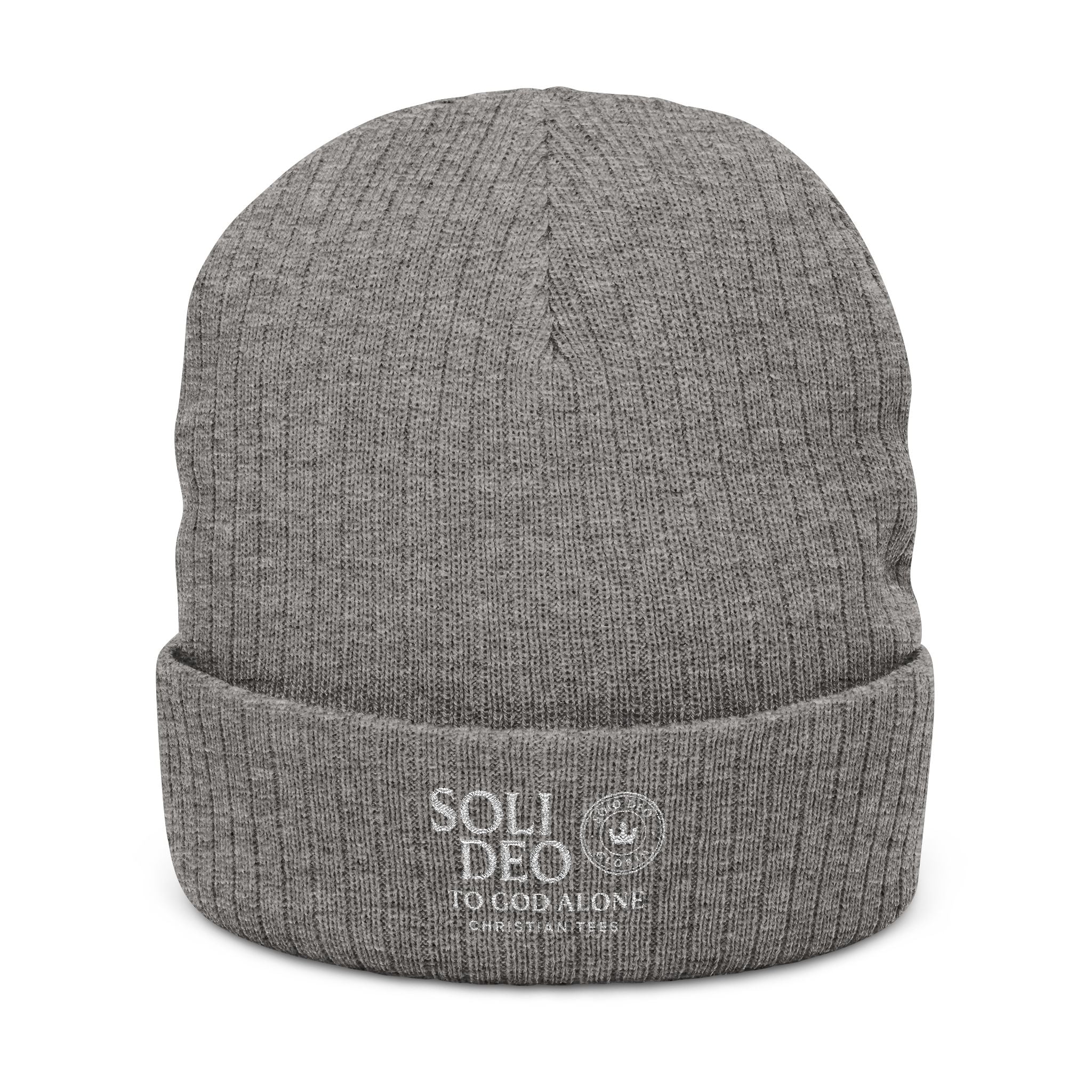 Ribbed Knit Beanie with Embroidery