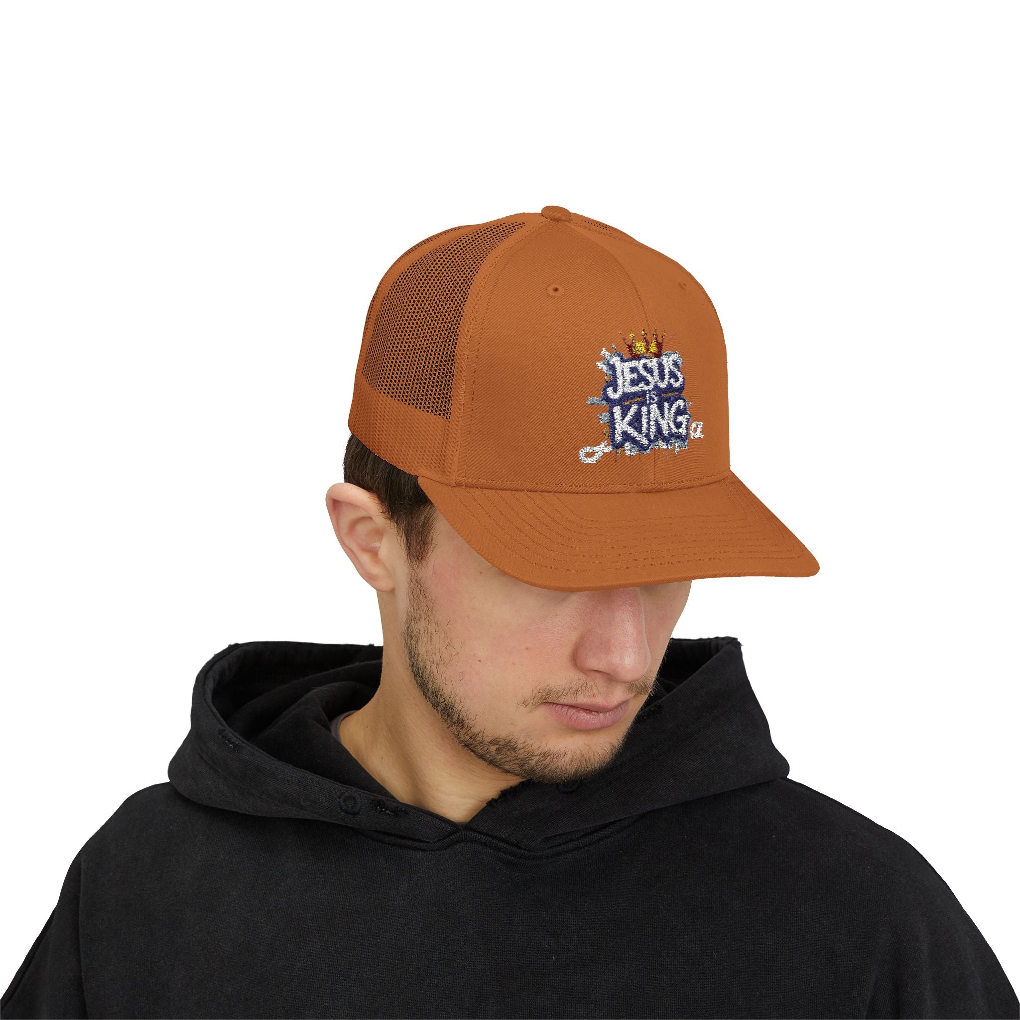 Jesus is King Snapback Trucker Cap, Faith Hat, Religious Gift, Christian Fashion, Summer Accessory, Inspirational Wear