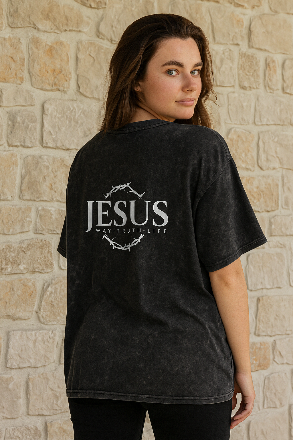 Unisex Mineral Wash T-Shirt with Inspirational Jesus Design